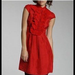 Ted Baker PANDY  Red Silk Ruffle Dress size 2